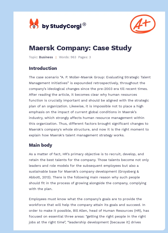 Maersk Company: Case Study. Page 1