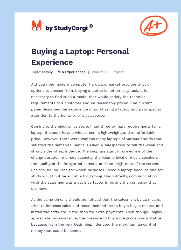 Buying a Laptop: Personal Experience. Page 1