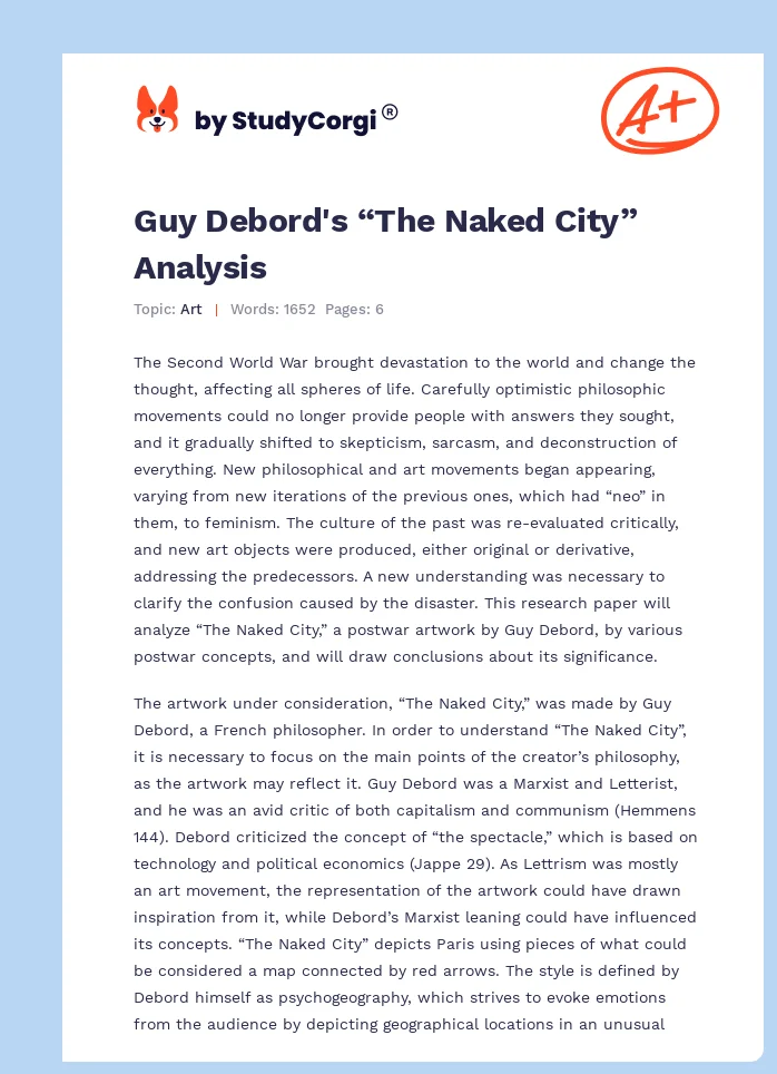Guy Debord's “The Naked City” Analysis. Page 1