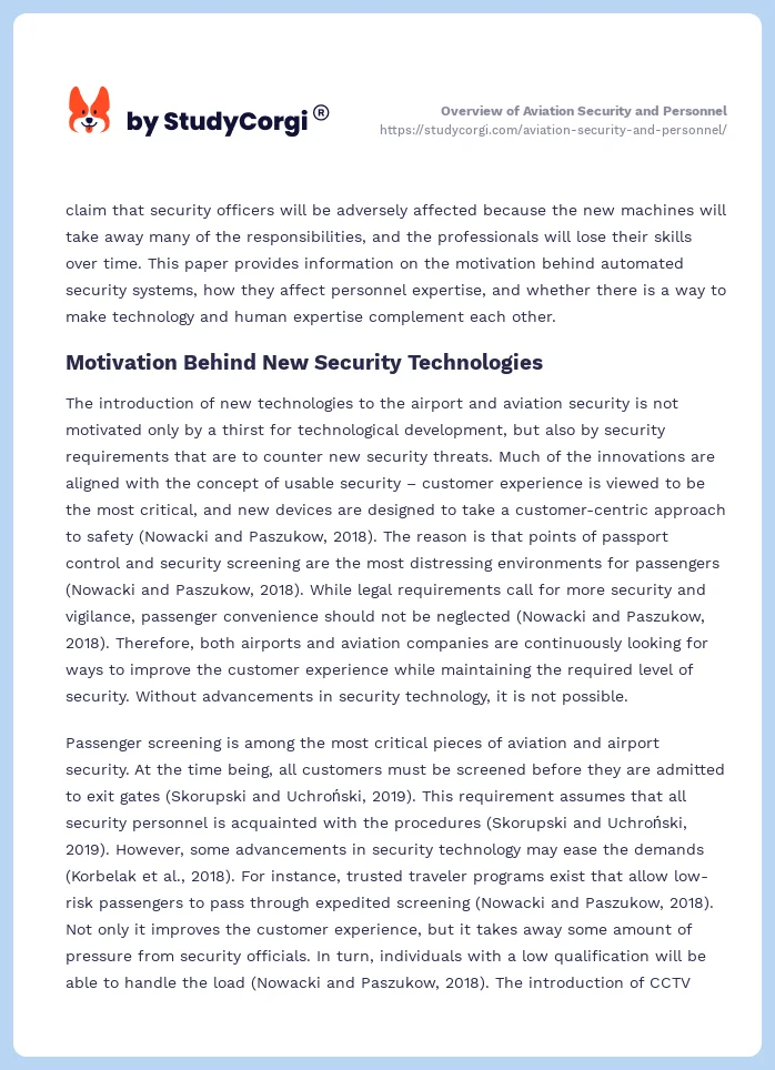 Overview of Aviation Security and Personnel. Page 2