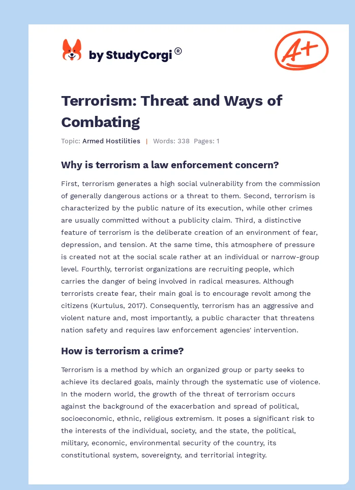 Terrorism: Threat and Ways of Combating. Page 1