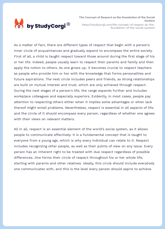 The Concept of Respect as the Foundation of the Social System. Page 2