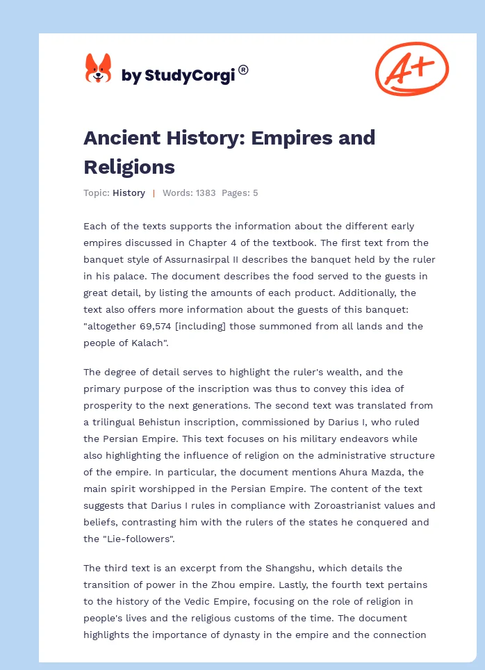 Ancient History: Empires and Religions. Page 1