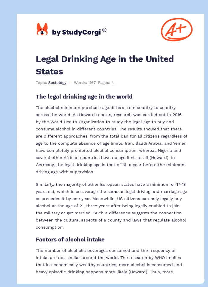 Legal Drinking Age in the United States. Page 1