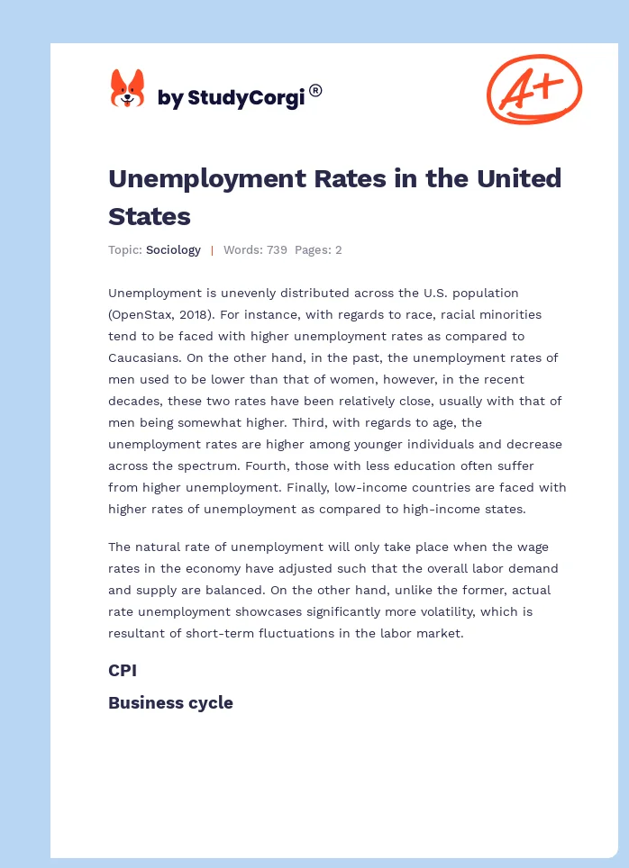 Unemployment Rates in the United States. Page 1