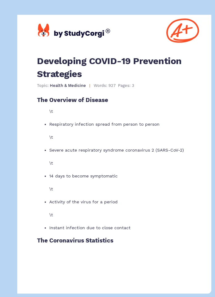 Developing COVID-19 Prevention Strategies. Page 1