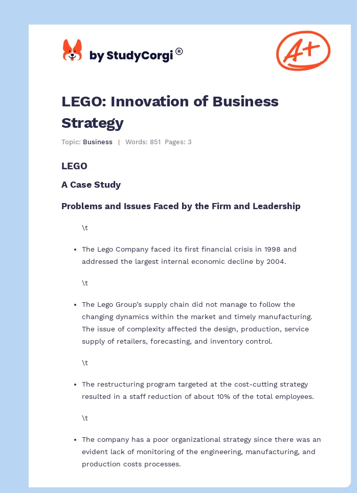 LEGO: Innovation of Business Strategy. Page 1