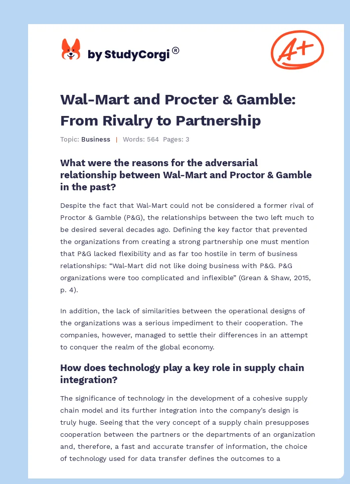 Wal-Mart and Procter & Gamble: From Rivalry to Partnership. Page 1