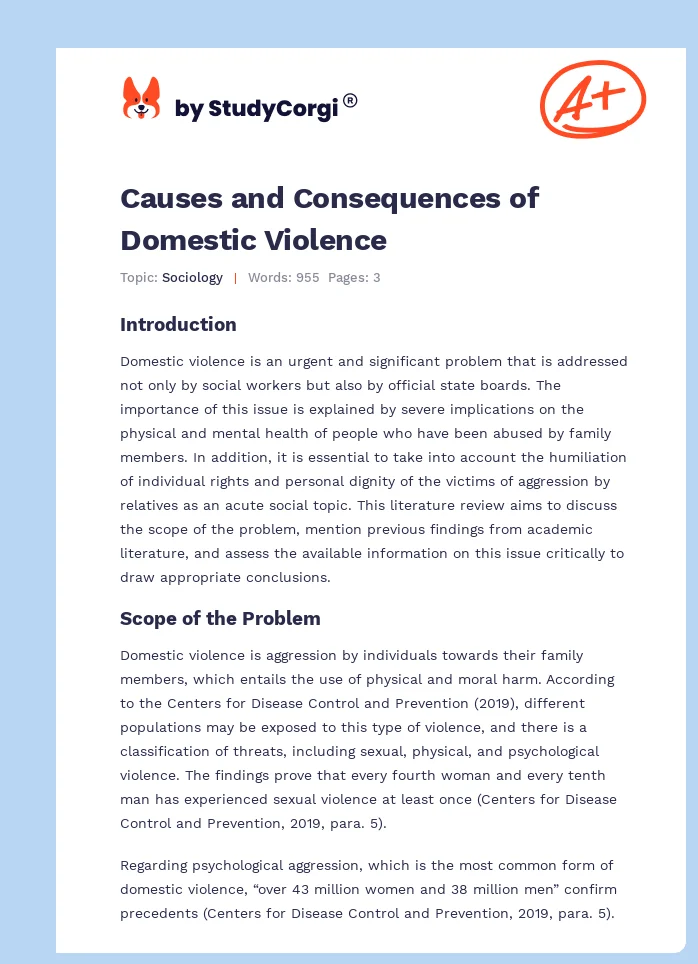 Causes and Consequences of Domestic Violence. Page 1