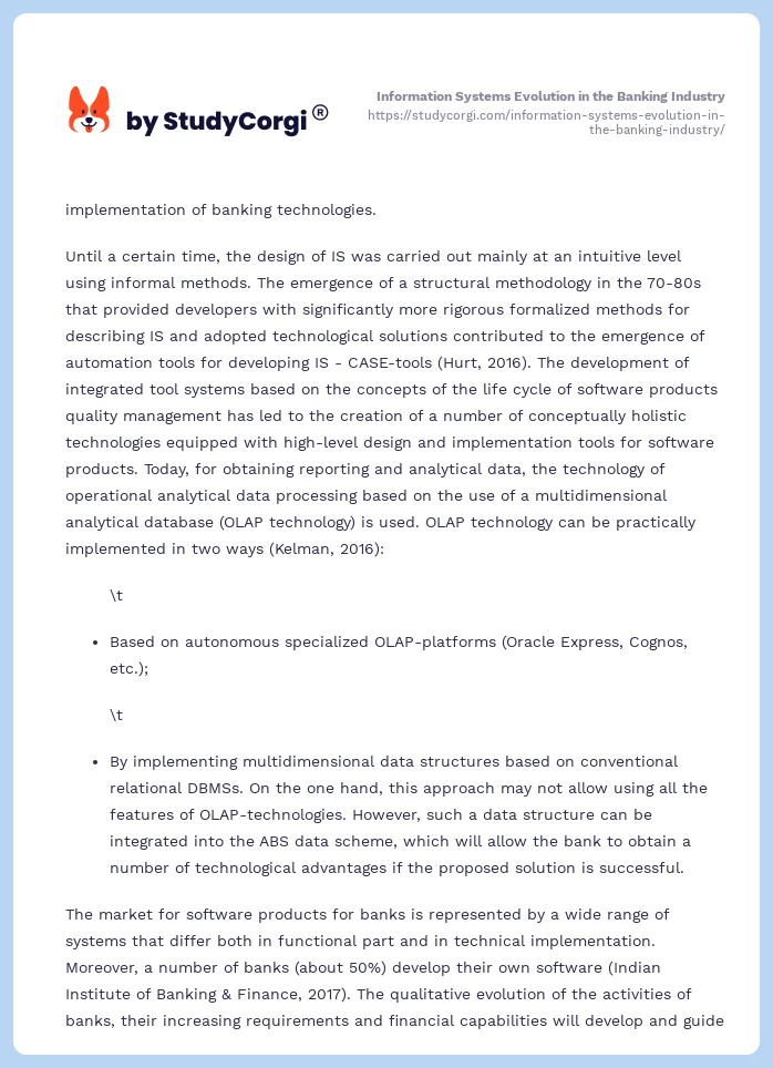 Information Systems Evolution in the Banking Industry. Page 2