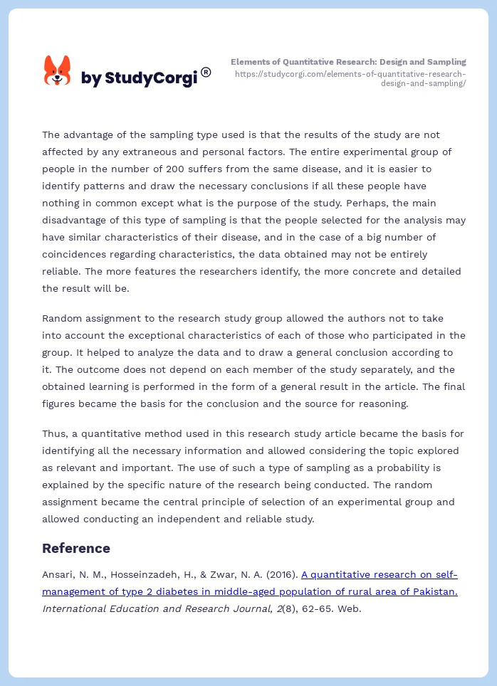 Elements of Quantitative Research: Design and Sampling. Page 2