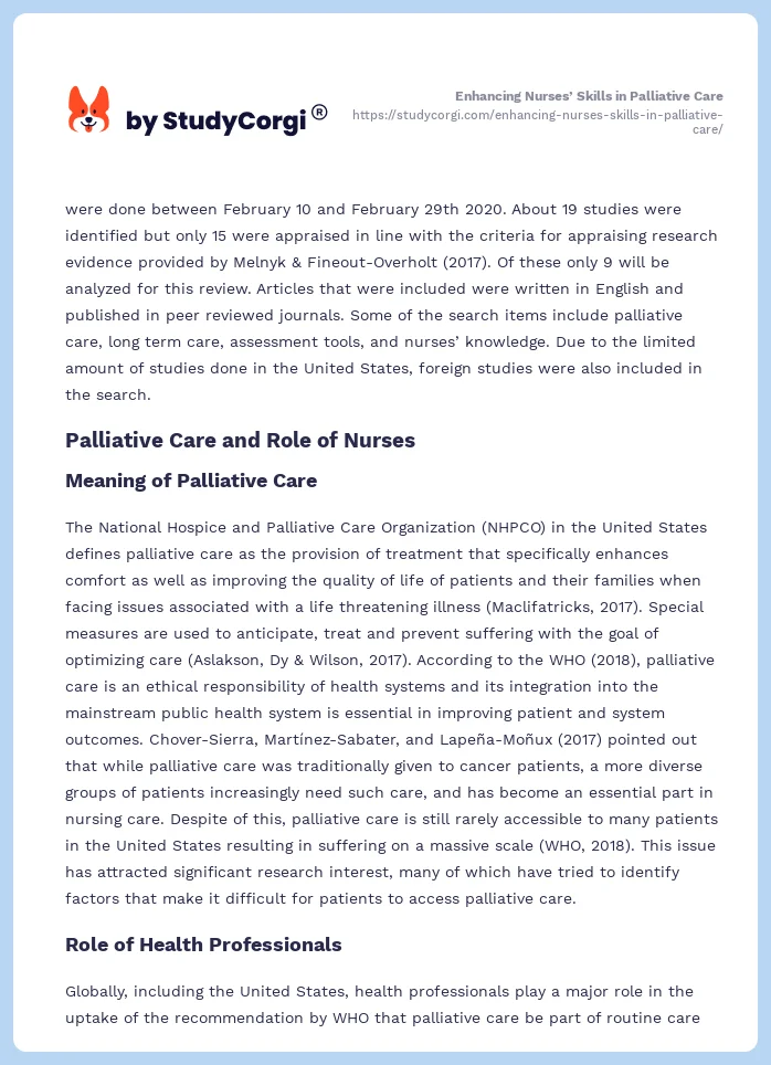 Enhancing Nurses’ Skills in Palliative Care. Page 2