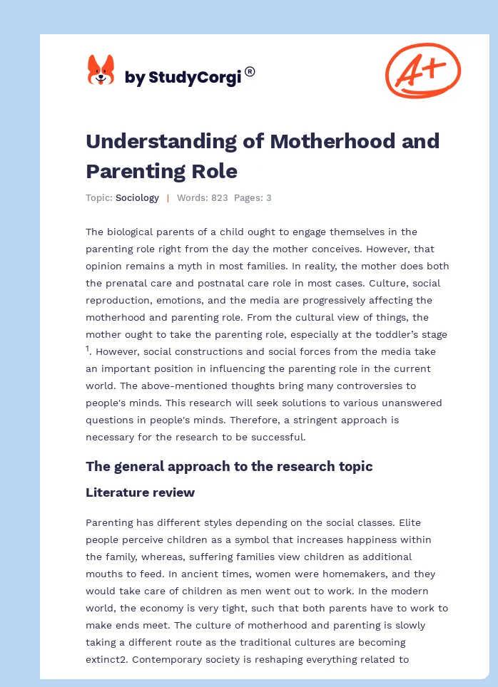 Understanding of Motherhood and Parenting Role. Page 1