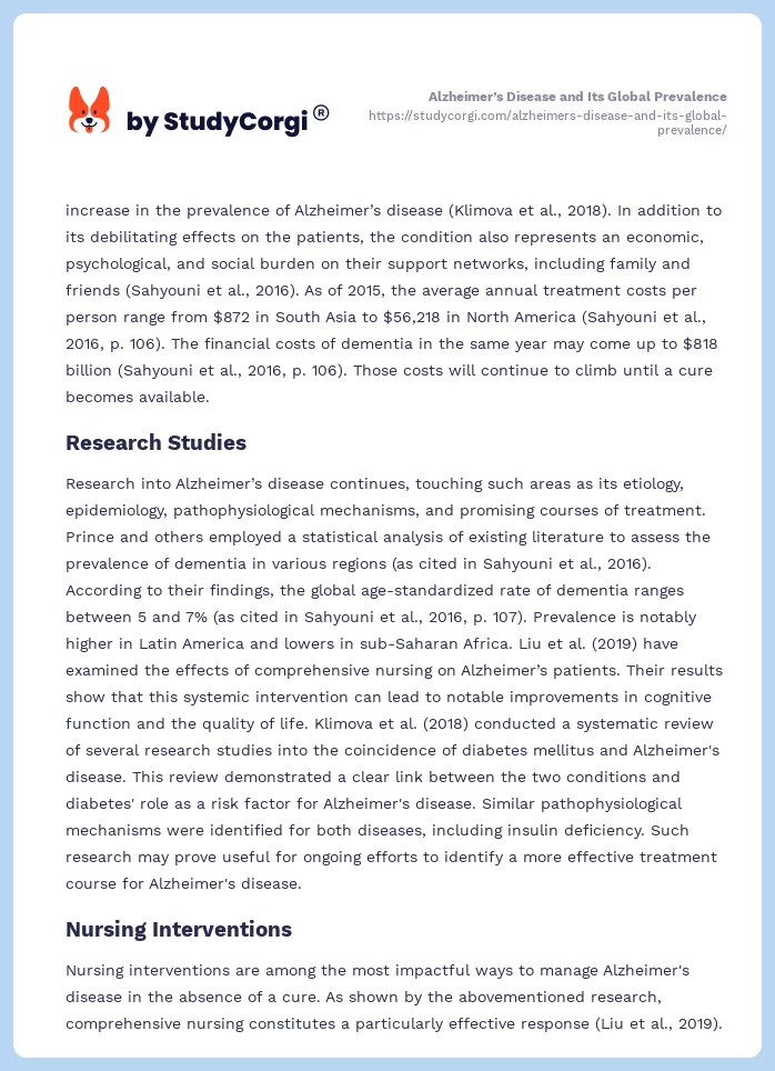 Alzheimer’s Disease and Its Global Prevalence. Page 2
