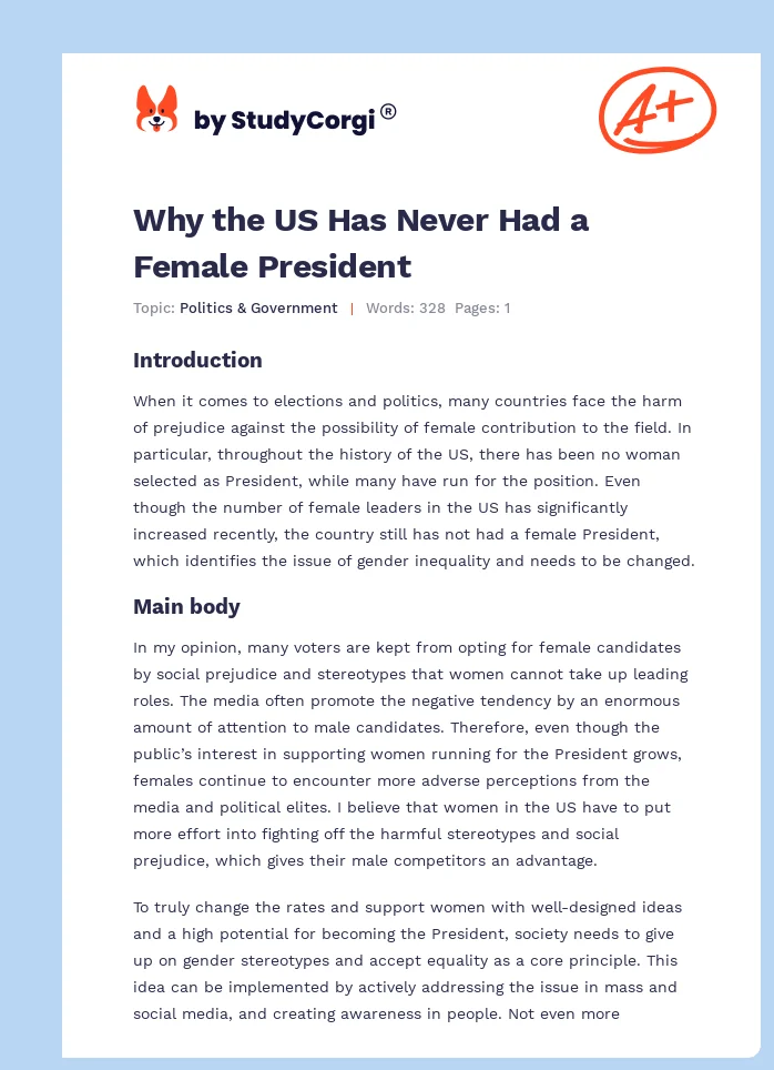 Why the US Has Never Had a Female President. Page 1