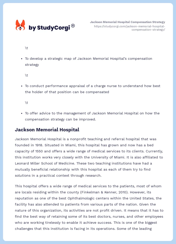 Jackson Memorial Hospital Compensation Strategy. Page 2