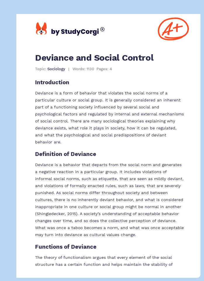 Deviance and Social Control. Page 1