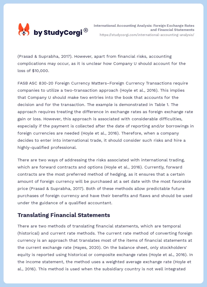 International Accounting Analysis: Foreign Exchange Rates and Financial Statements. Page 2