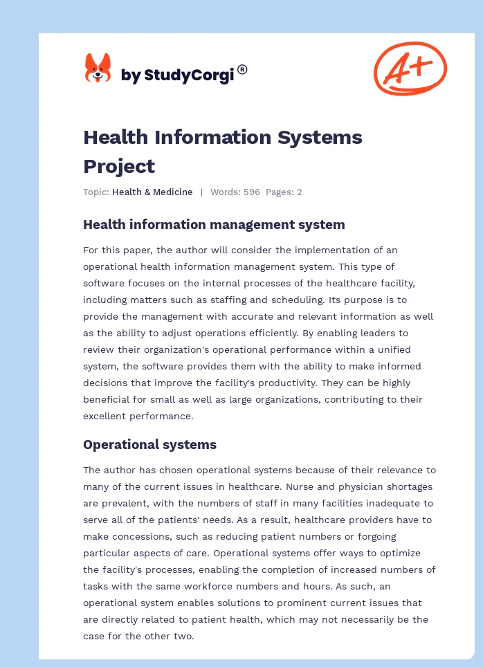 Health Information Systems Project. Page 1
