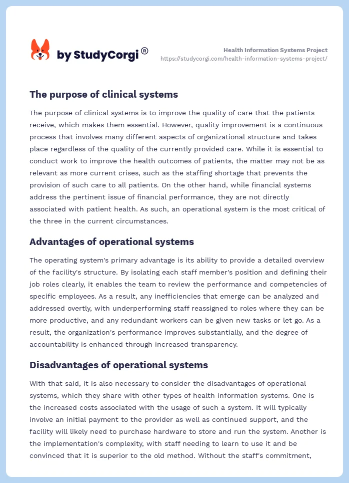 Health Information Systems Project. Page 2