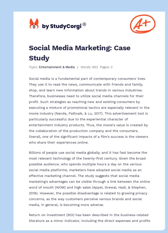 Social Media Marketing: Case Study. Page 1