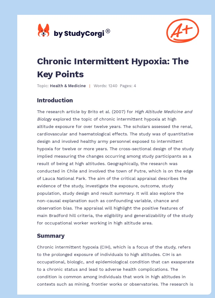 Chronic Intermittent Hypoxia: The Key Points. Page 1