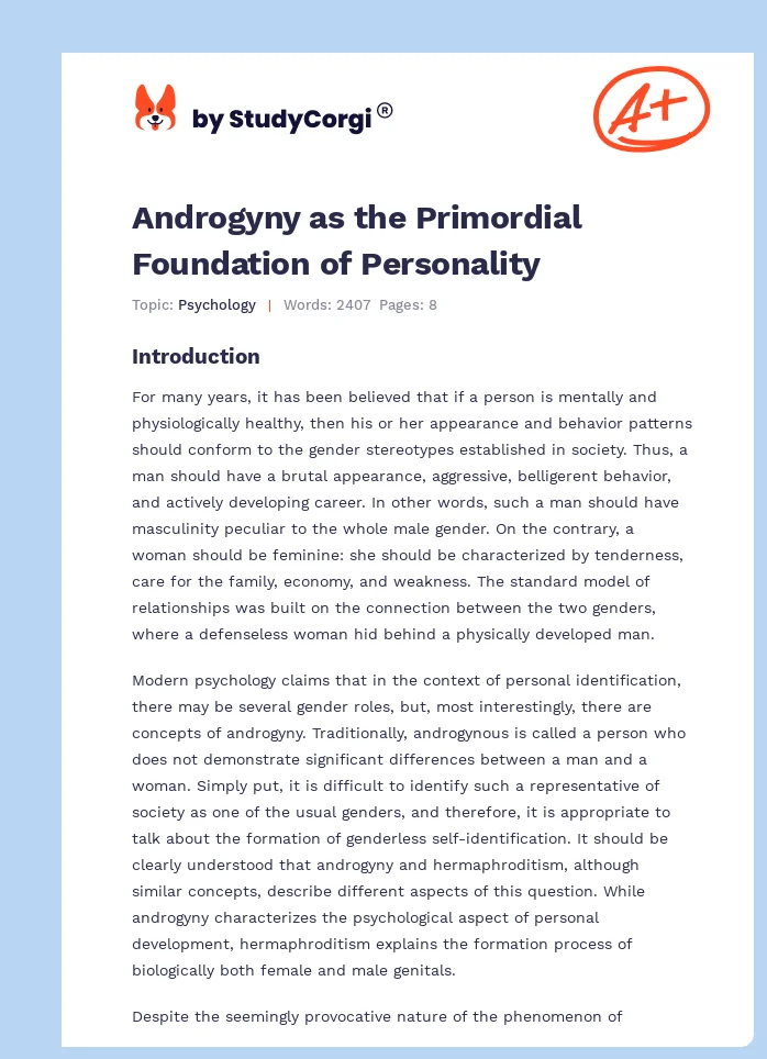 Androgyny as the Primordial Foundation of Personality. Page 1