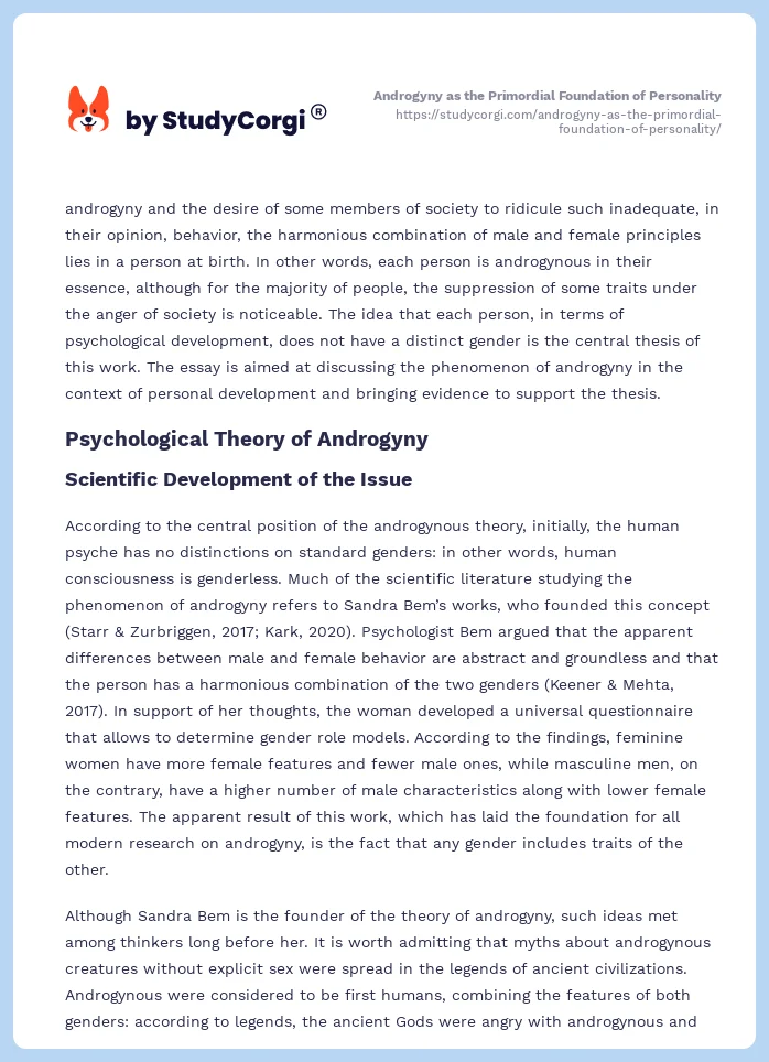 Androgyny as the Primordial Foundation of Personality. Page 2