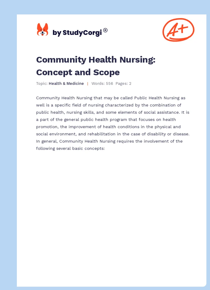 Community Health Nursing: Concept and Scope. Page 1