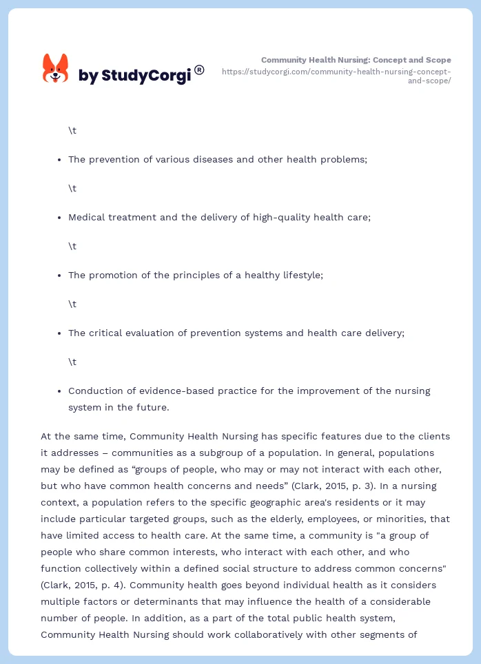 Community Health Nursing: Concept and Scope. Page 2