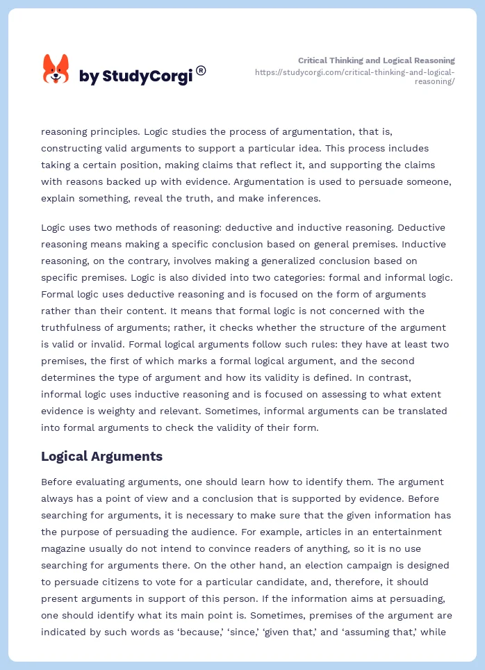 Critical Thinking and Logical Reasoning. Page 2