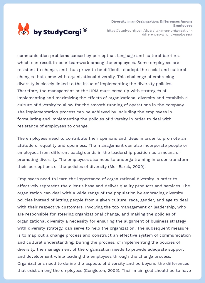Diversity in an Organization: Differences Among Employees. Page 2
