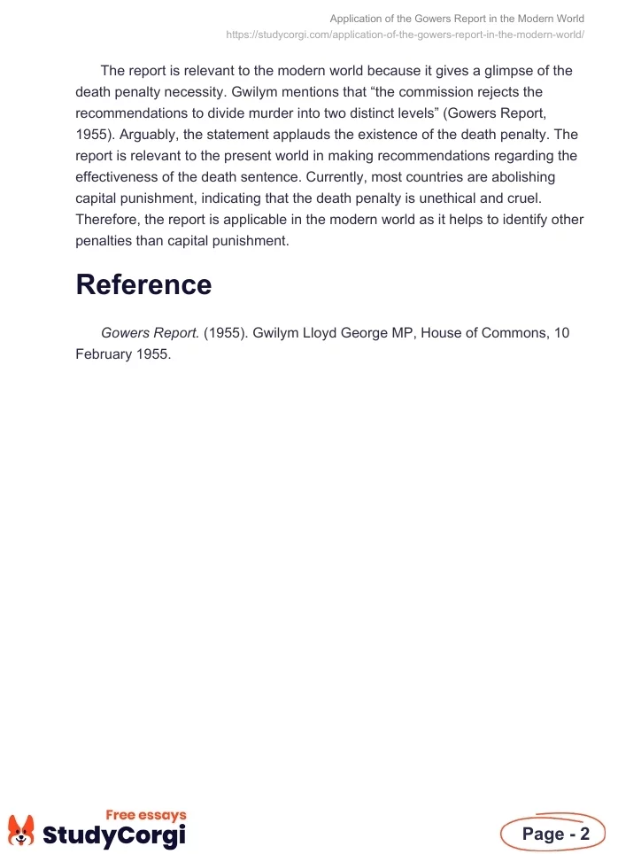 Application of the Gowers Report in the Modern World. Page 2