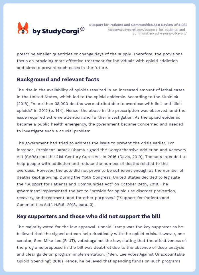 Support for Patients and Communities Act: Review of a Bill. Page 2