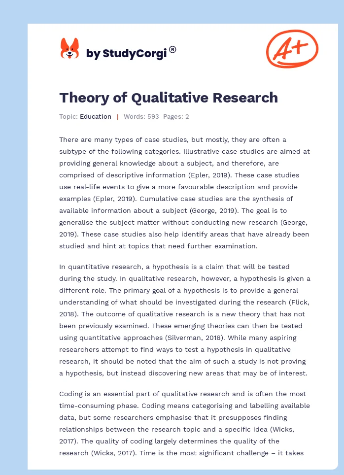Theory of Qualitative Research. Page 1