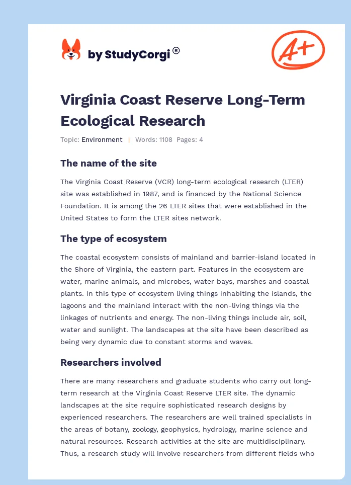 Virginia Coast Reserve Long-Term Ecological Research. Page 1