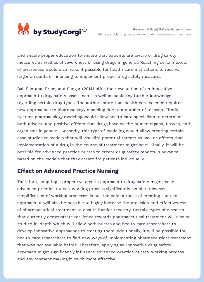 Research Drug Safety Approaches. Page 2