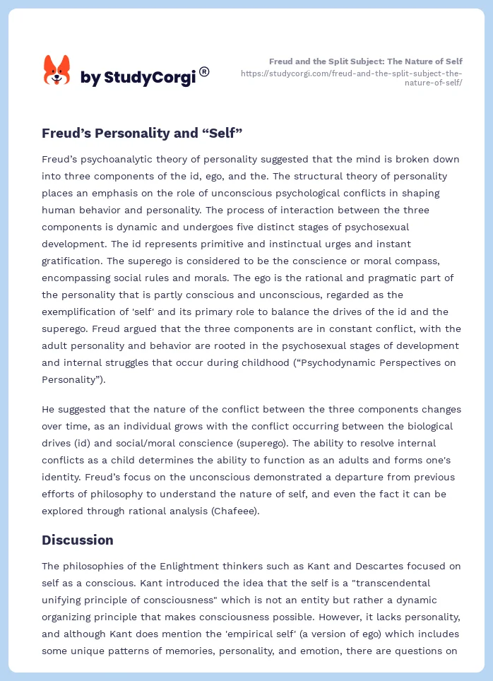 Freud and the Split Subject: The Nature of Self. Page 2