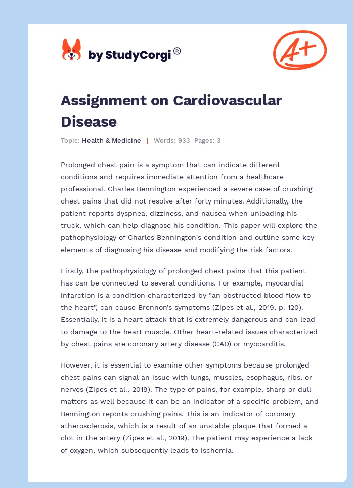 Assignment on Cardiovascular Disease. Page 1