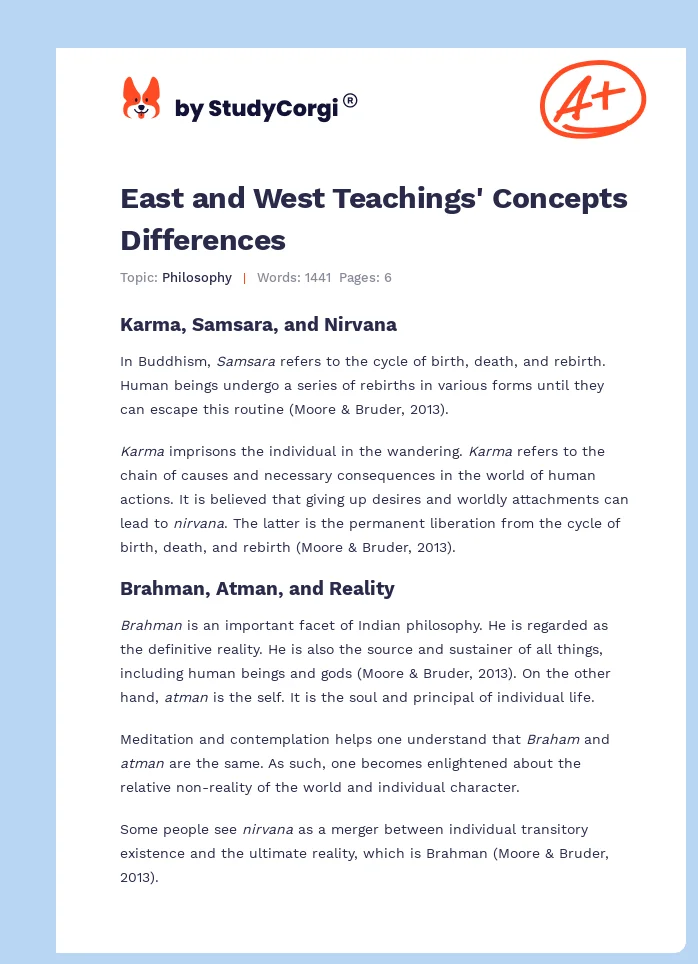 East and West Teachings' Concepts Differences. Page 1