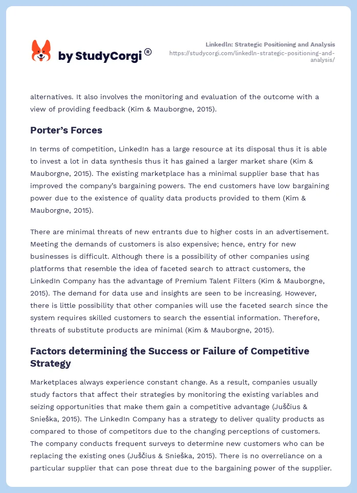 Linkedln: Strategic Positioning and Analysis. Page 2