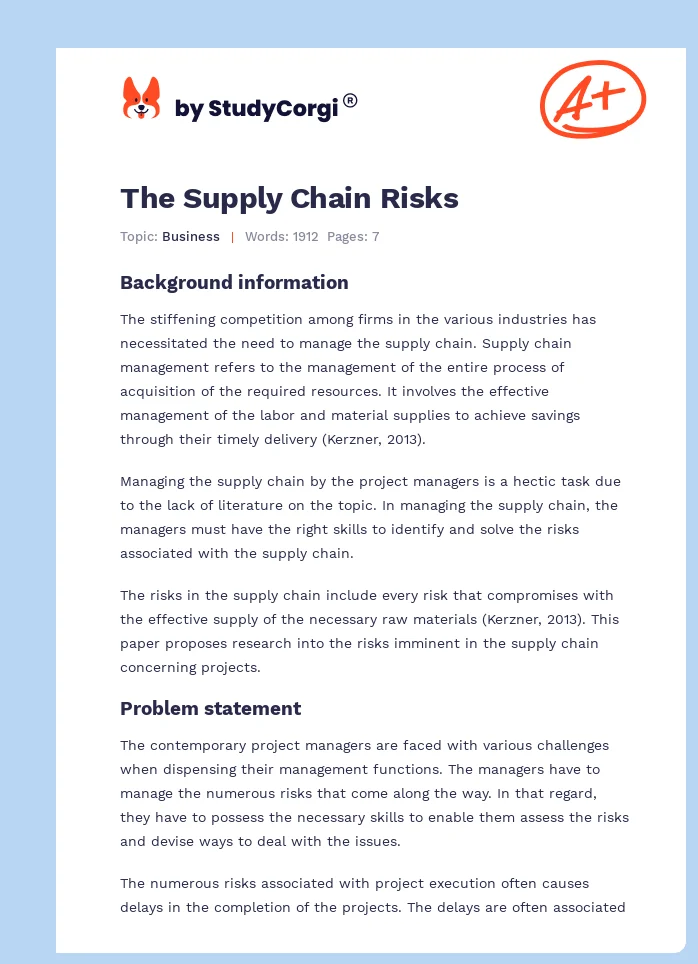 The Supply Chain Risks. Page 1