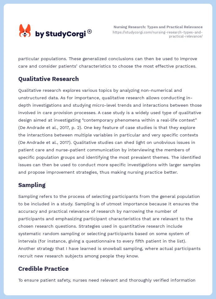 Nursing Research: Types and Practical Relevance. Page 2