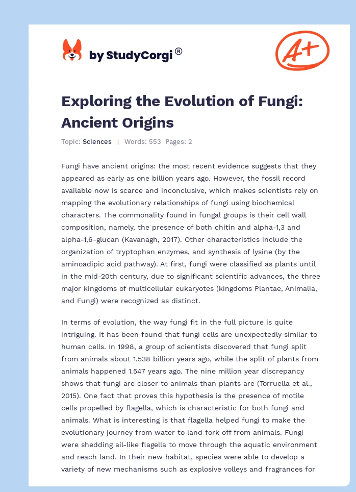 Exploring the Evolution of Fungi: Ancient Origins. Page 1