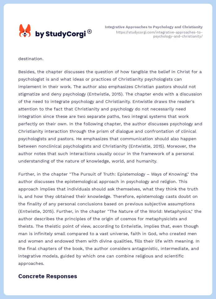 Integrative Approaches to Psychology and Christianity. Page 2