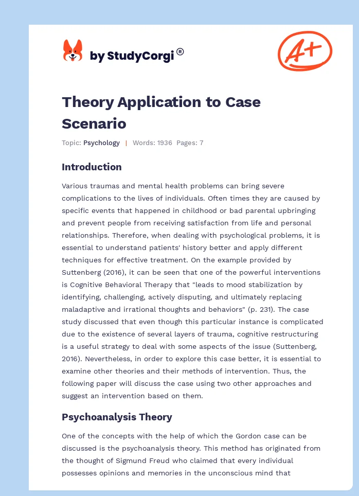 Theory Application to Case Scenario. Page 1