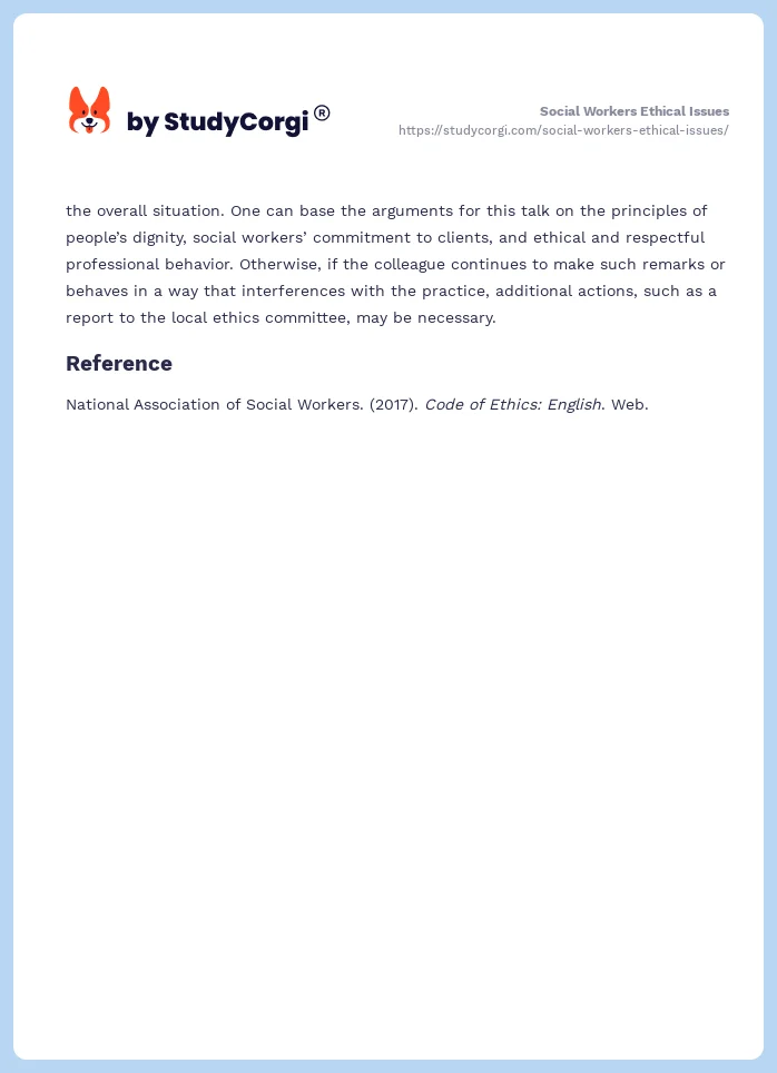 Social Workers Ethical Issues. Page 2