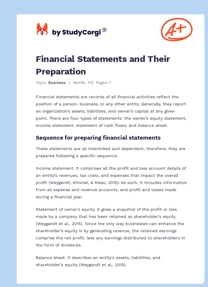 Financial Statements and Their Preparation. Page 1