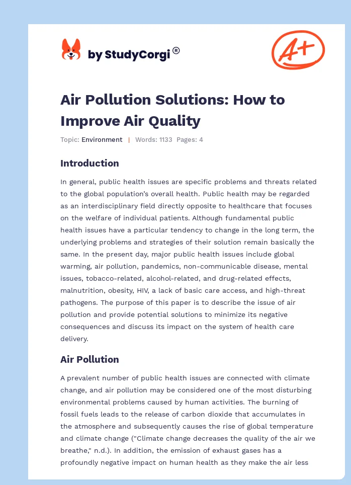 Air Pollution Solutions: How to Improve Air Quality. Page 1