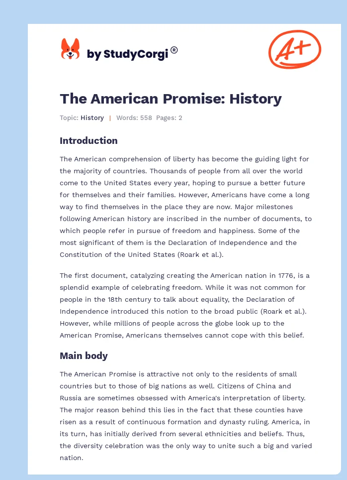 The American Promise: History. Page 1